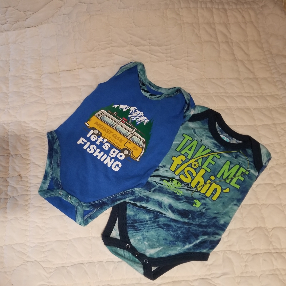 Mossy Oak Baby Bodysuits - Blue and Green